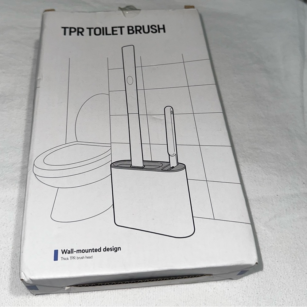 White TPR Toilet Brush with Holder - Unbranded